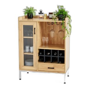 Tủ rượu LIVO 80x40x105cm gỗ cao su