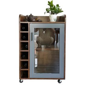 Tủ rượu mini di động gỗ tự nhiên - hình 1