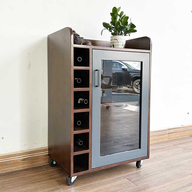 Tủ rượu mini di động gỗ tự nhiên Tủ rượu mini di động gỗ tự nhiên - hình 2
