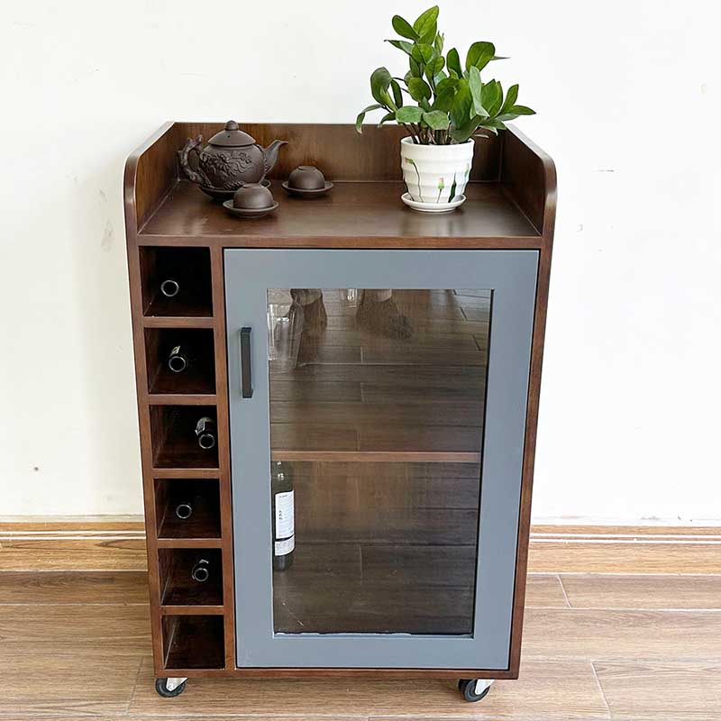 Tủ rượu mini di động gỗ tự nhiên Tủ rượu mini di động gỗ tự nhiên - hình 3