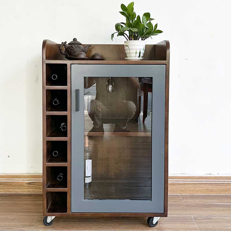 Tủ rượu mini di động gỗ tự nhiên Tủ rượu mini di động gỗ tự nhiên - hình 5