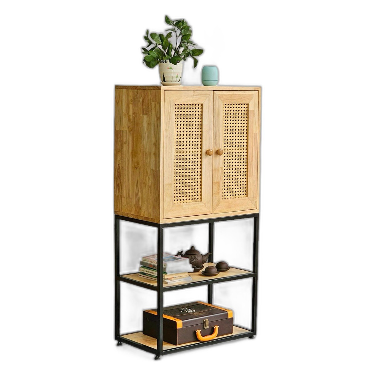 Tủ trang trí 60x35x120cm gỗ cao su khung chân sắt Tủ trang trí 60x35x120cm gỗ cao su khung chân sắt
