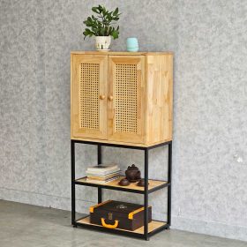 Tủ trang trí 60x35x120cm gỗ cao su khung chân sắt - hình 1