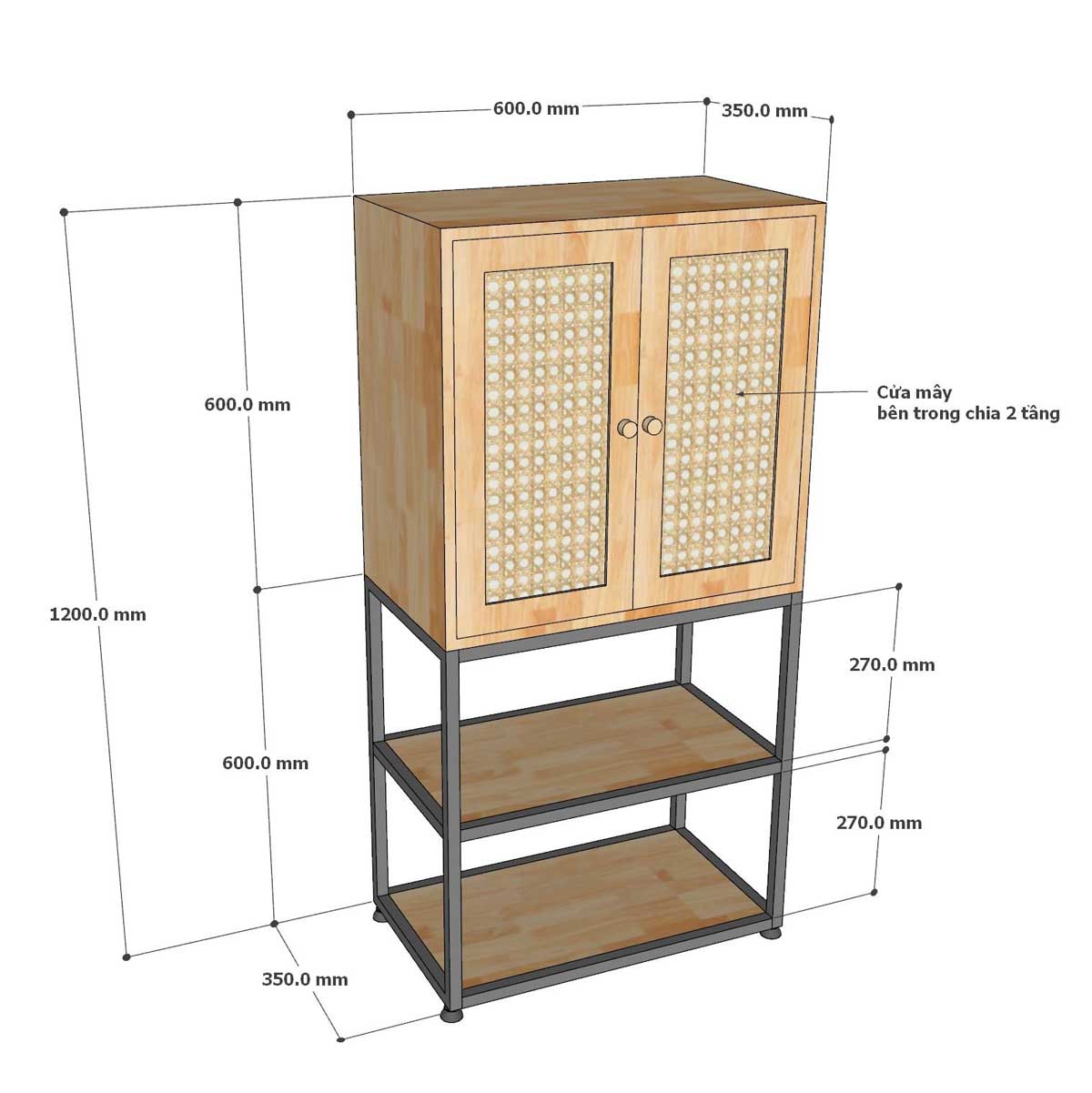 Tủ trang trí 60x35x120cm gỗ cao su khung chân sắt Tủ trang trí 60x35x120cm gỗ cao su khung chân sắt - hình 2