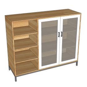 Tủ trang trí phòng ăn gỗ cao su chân sắt - hình 1