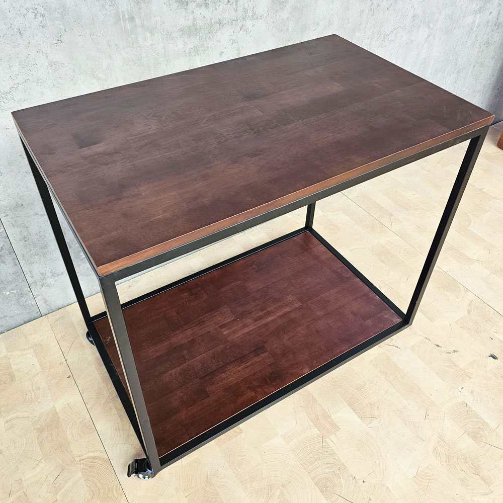 Xe đẩy 2 tầng 82x50x74cm gỗ cao su Xe đẩy 2 tầng 82x50x74cm gỗ cao su - hình 2
