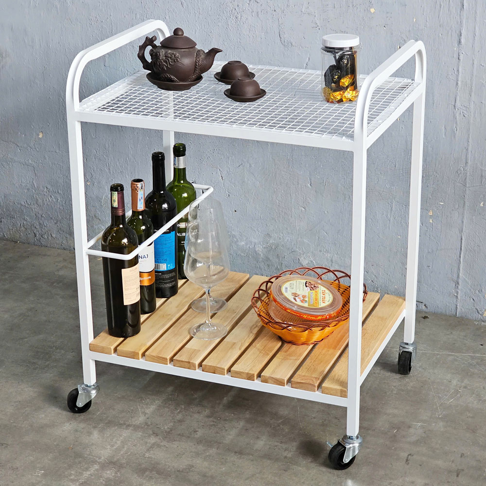Xe đẩy rượu trà 60x45x85cm khung sắt gỗ cao su Xe đẩy rượu trà 60x45x85cm khung sắt gỗ cao su - hình 5